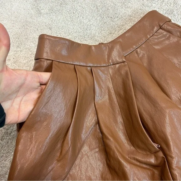 Anthropologie Twentysixhundred Brown faux leather cargo utility wide leg pants - Picture 9 of 17